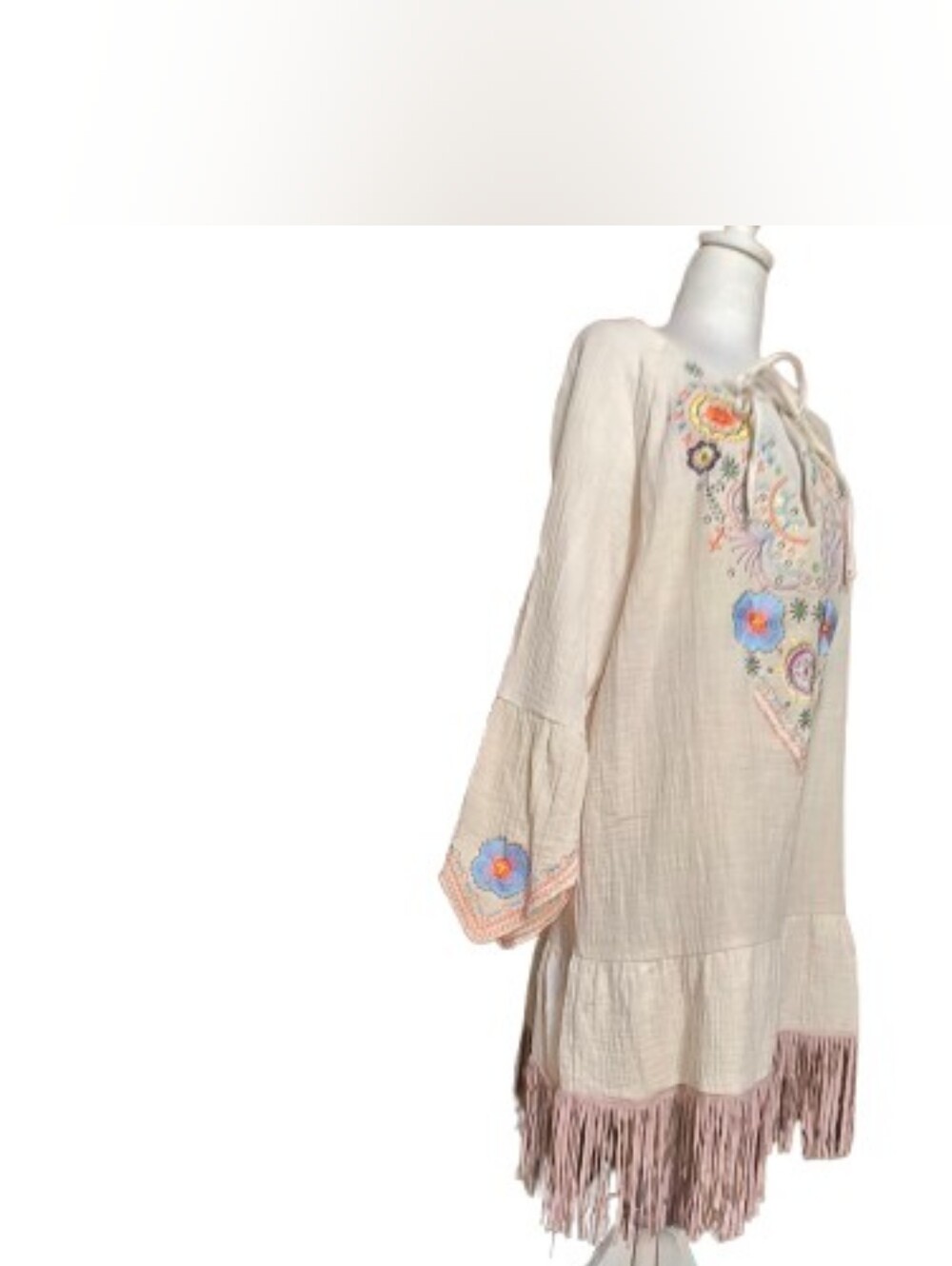 Embroidered Fringe Tunic Boho Festival Western L Cochella - Picture 4 of 12